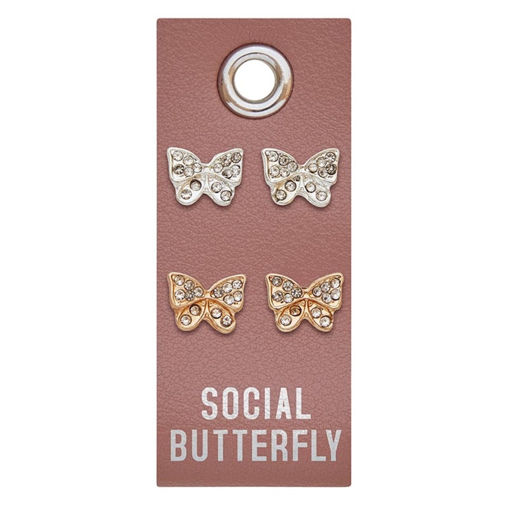 Santa Barbara Design Studio Silver Stud Earrings - Social Butterfly